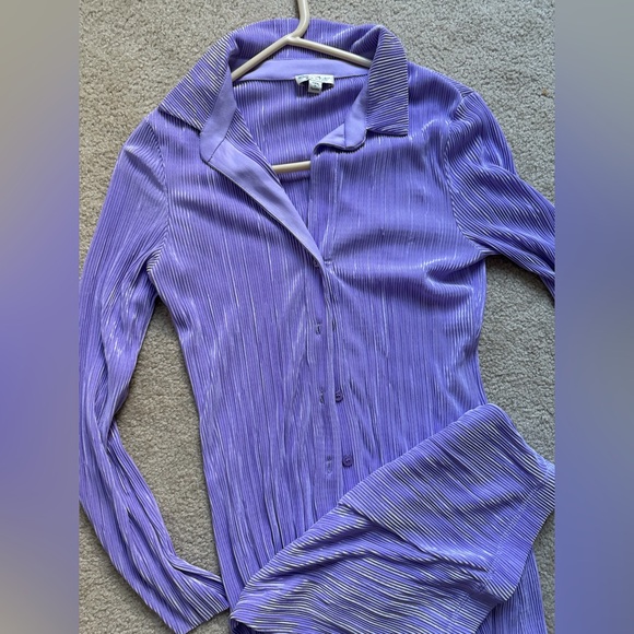 Purple Ribbed Lounge Set - Picture 2 of 3